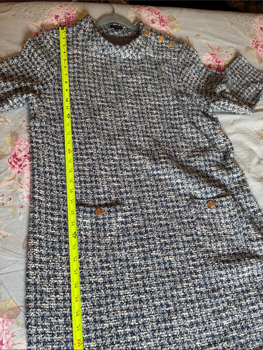 Talbots Tweed Shift Dress Gold Button Details on Collar and Pockets SZ XL (616) - Picture 13 of 13